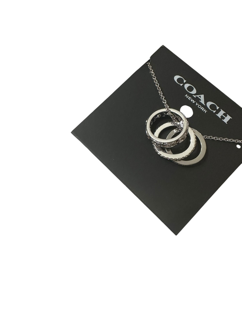 Coach Silver-Tone Stacked Ring Pendant Necklace - Silver - Picture 3 of 3